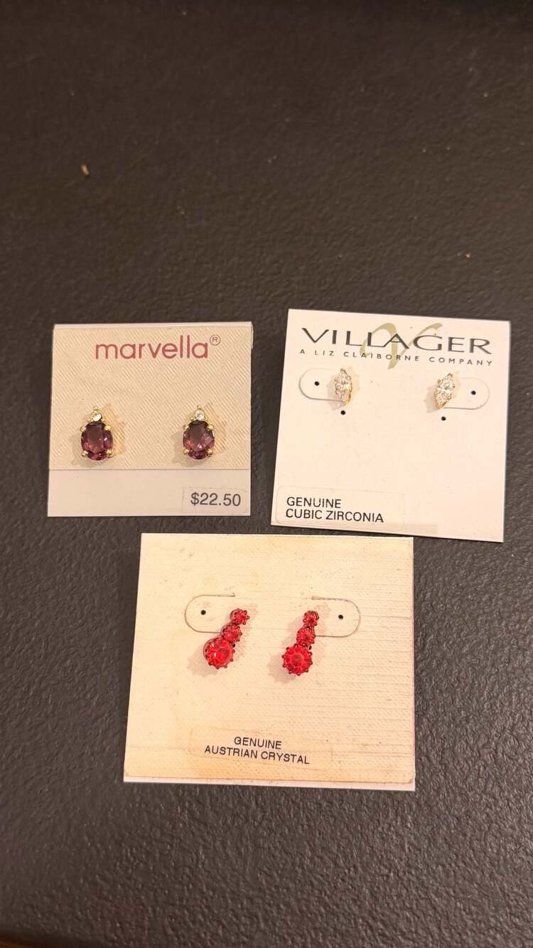 Marvella, Villager & Austrian Crystal Assorted Lot of 3 Pairs of Earrings
